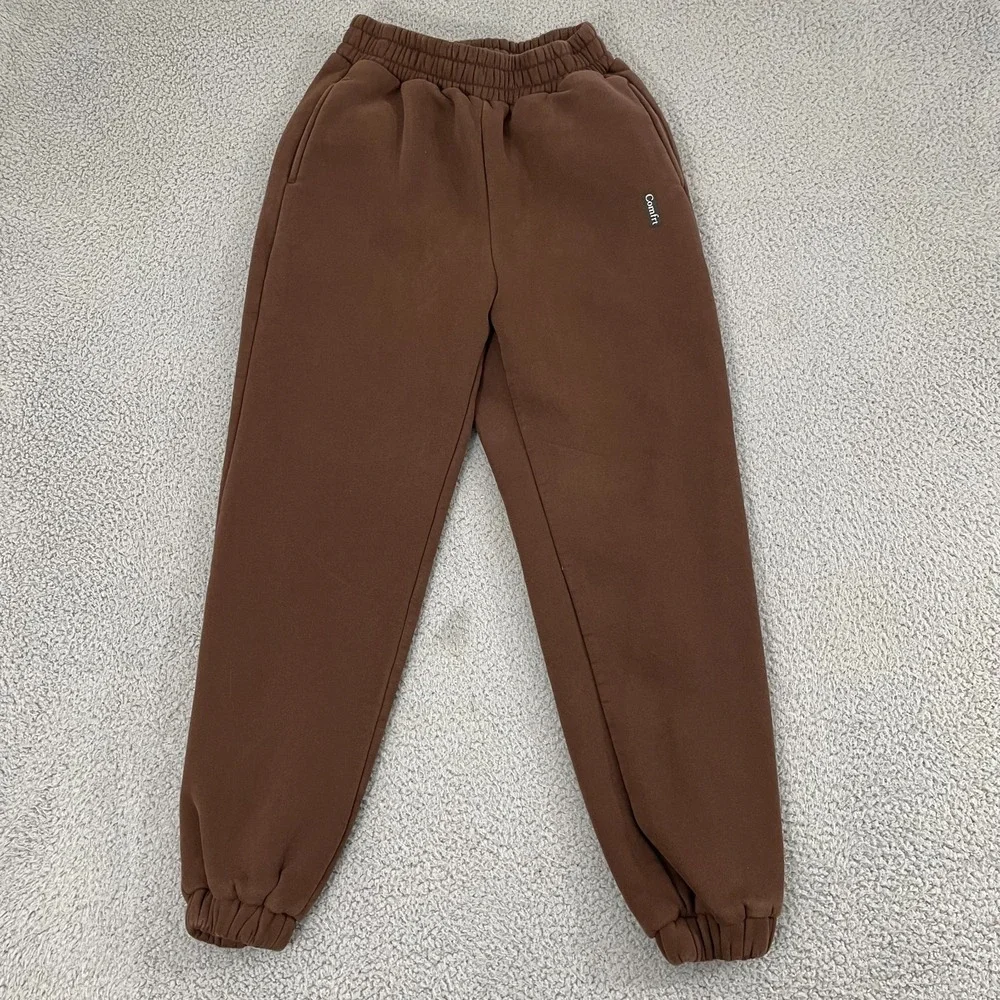 Comfrt Standard Sweatpants Unisex S Brown Lounge Stretch Pull On Jogger